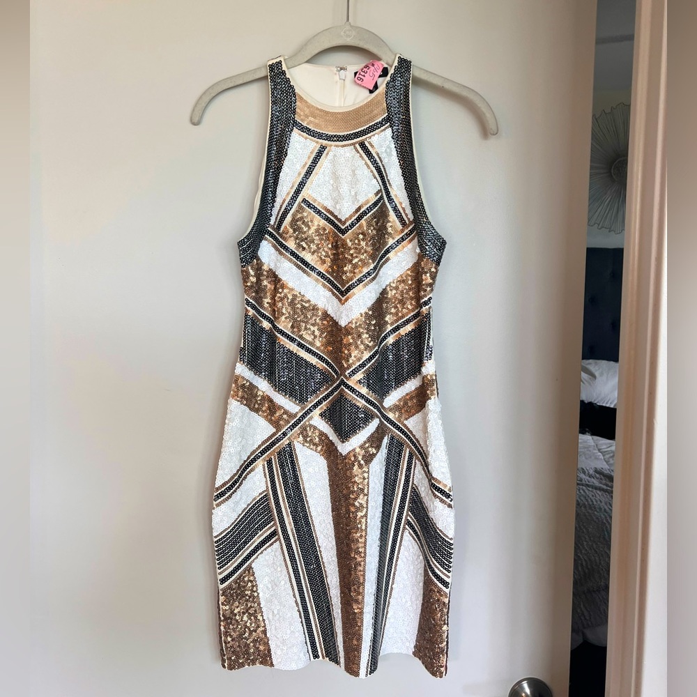 Aztec Sequin Bodycon Mini Dress | Express